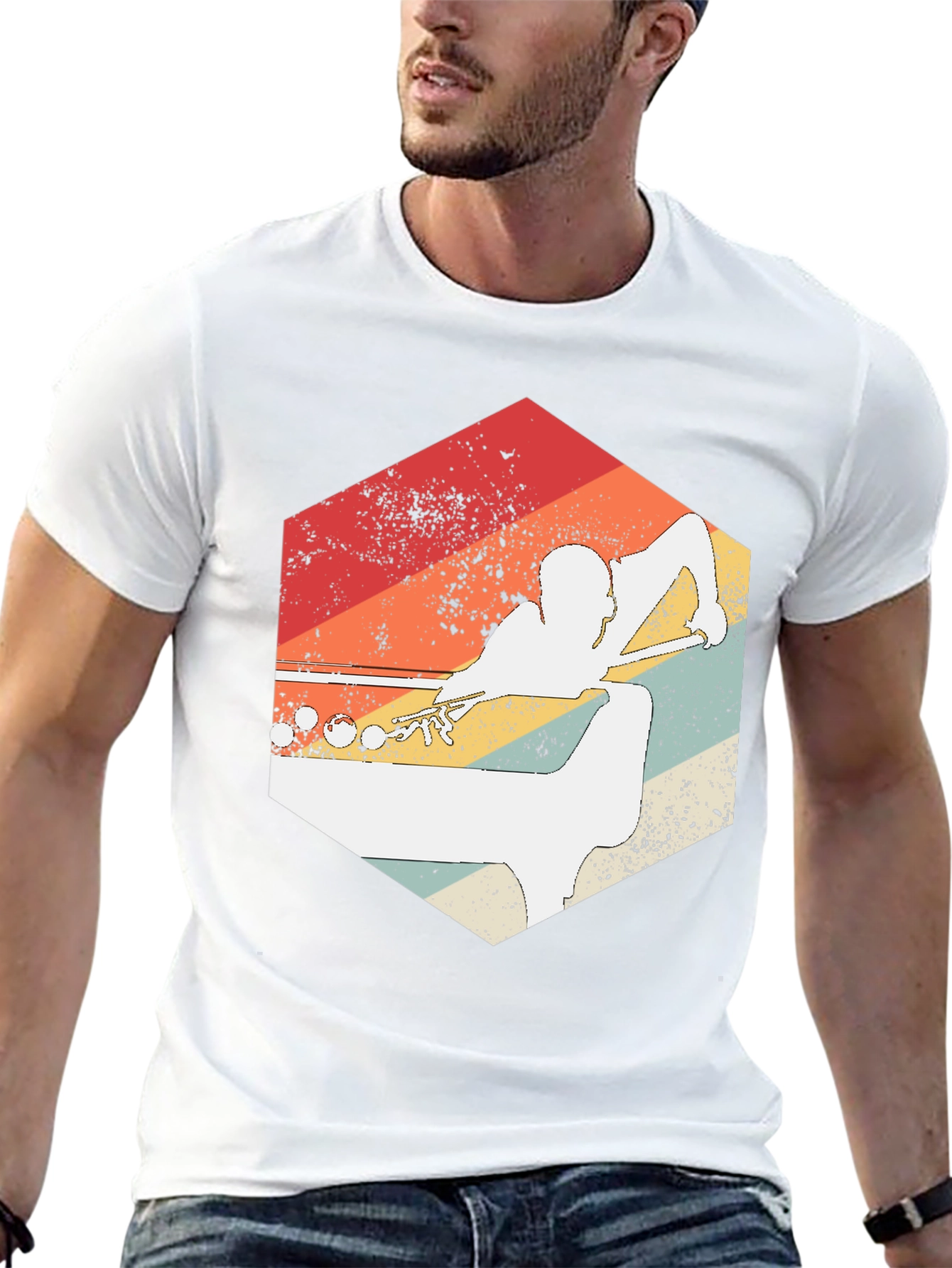 Retro Billiards Player Graphic Tee