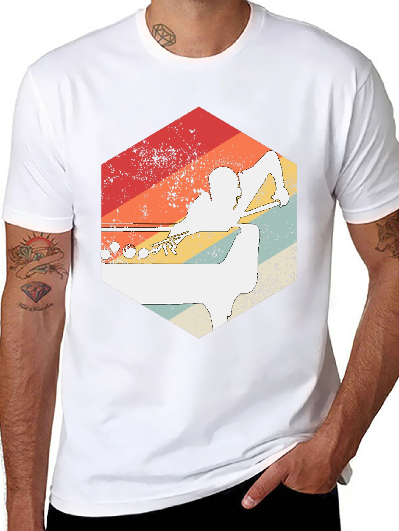 Retro Billiards Player Graphic Tee