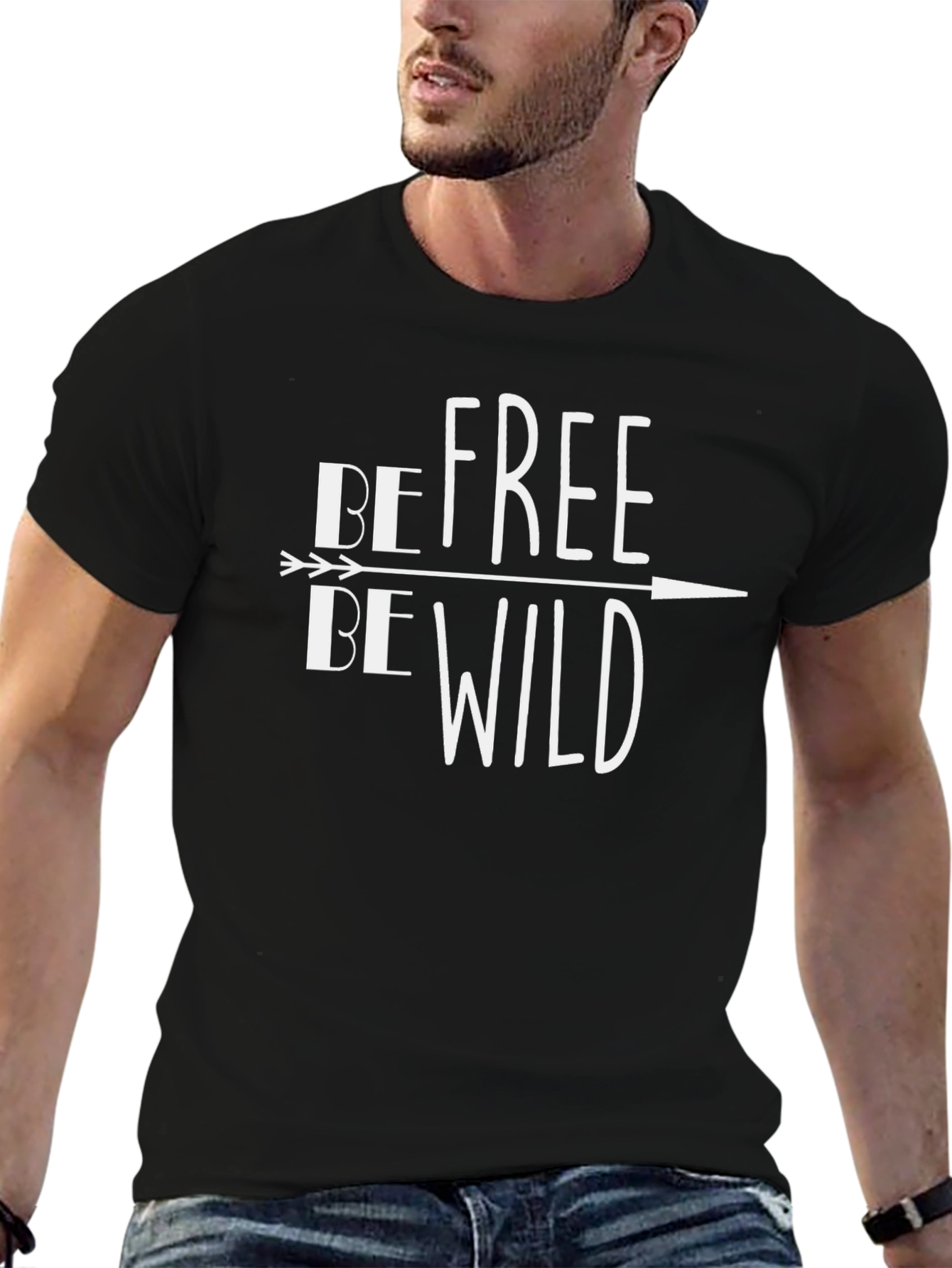 Be Free Be Wild Black Graphic T-Shirt