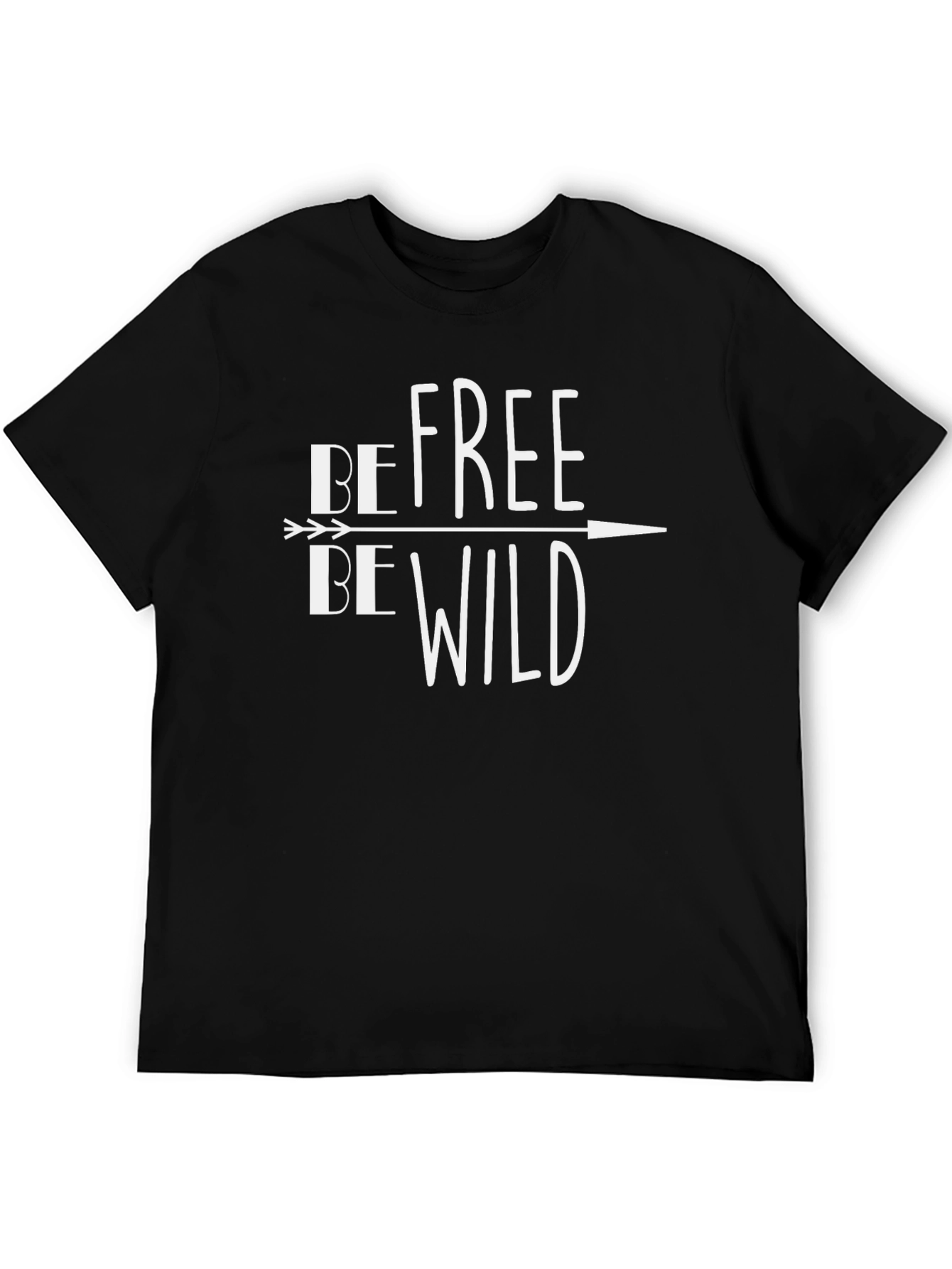 Be Free Be Wild Black Graphic T-Shirt