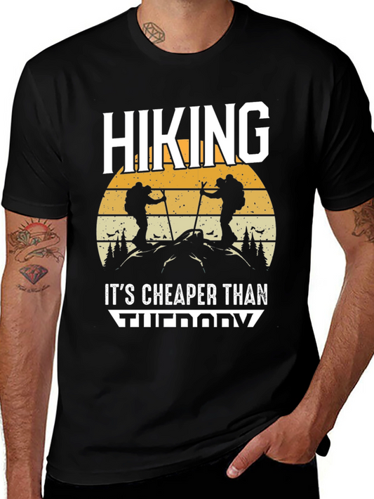 Hiking Cheaper Than Therapy Graphic T-Shirt