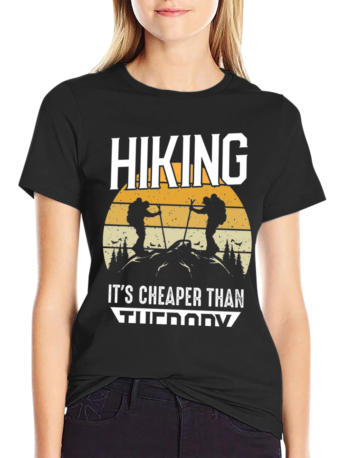 Hiking Cheaper Than Therapy Graphic T-Shirt