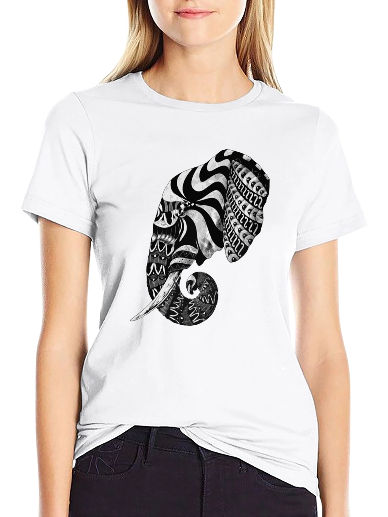 Elephant Art Black T-Shirt
