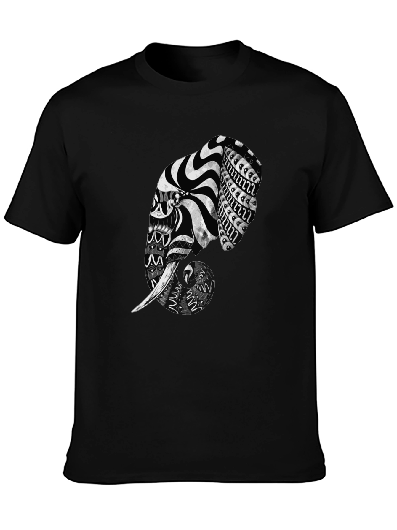 Elephant Art Black T-Shirt