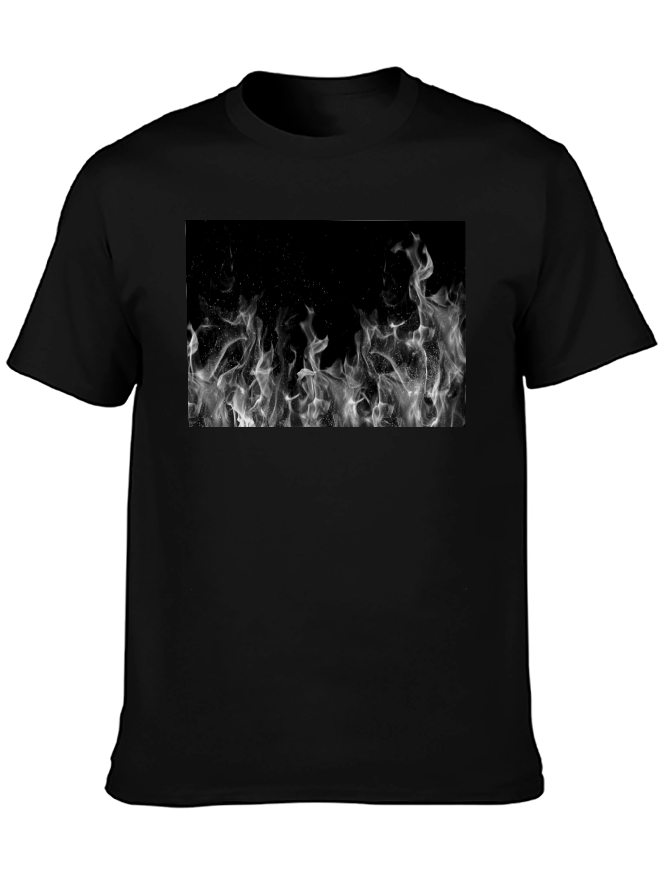 Black Tee with Abstract Smoke Print