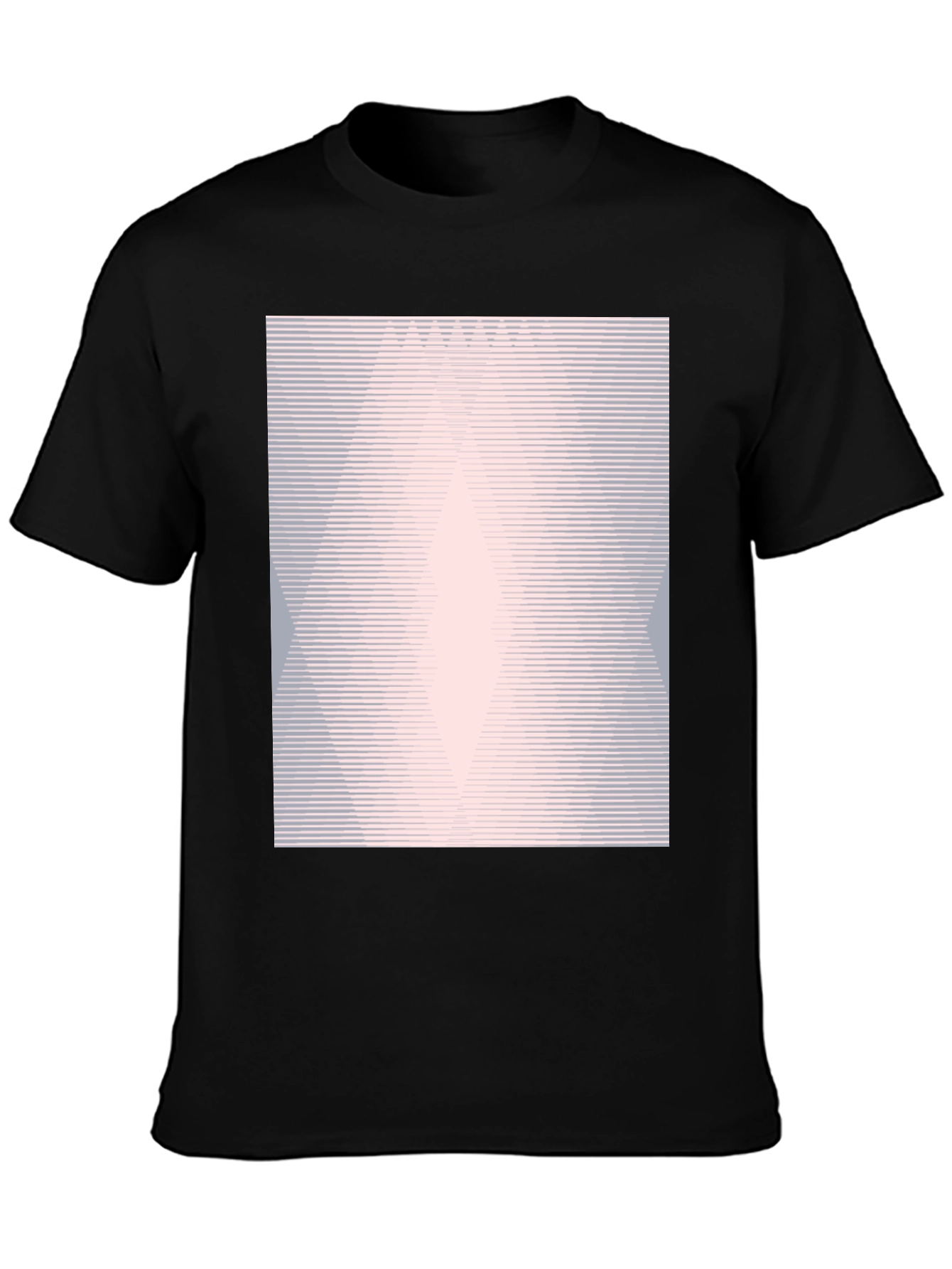 Geometric Line Pattern Black Graphic Tee