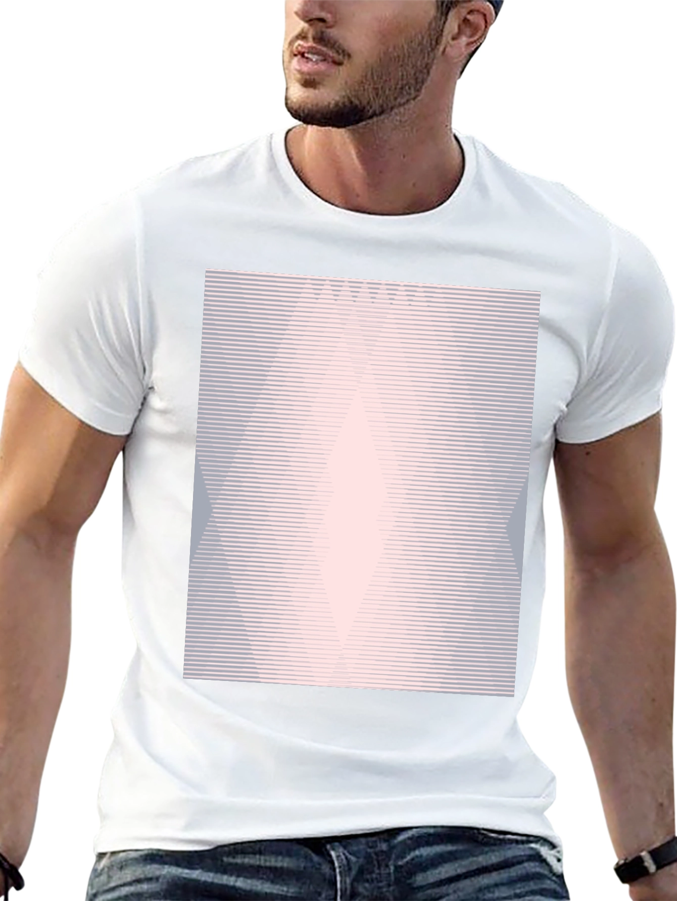 Geometric Line Pattern Black Graphic Tee