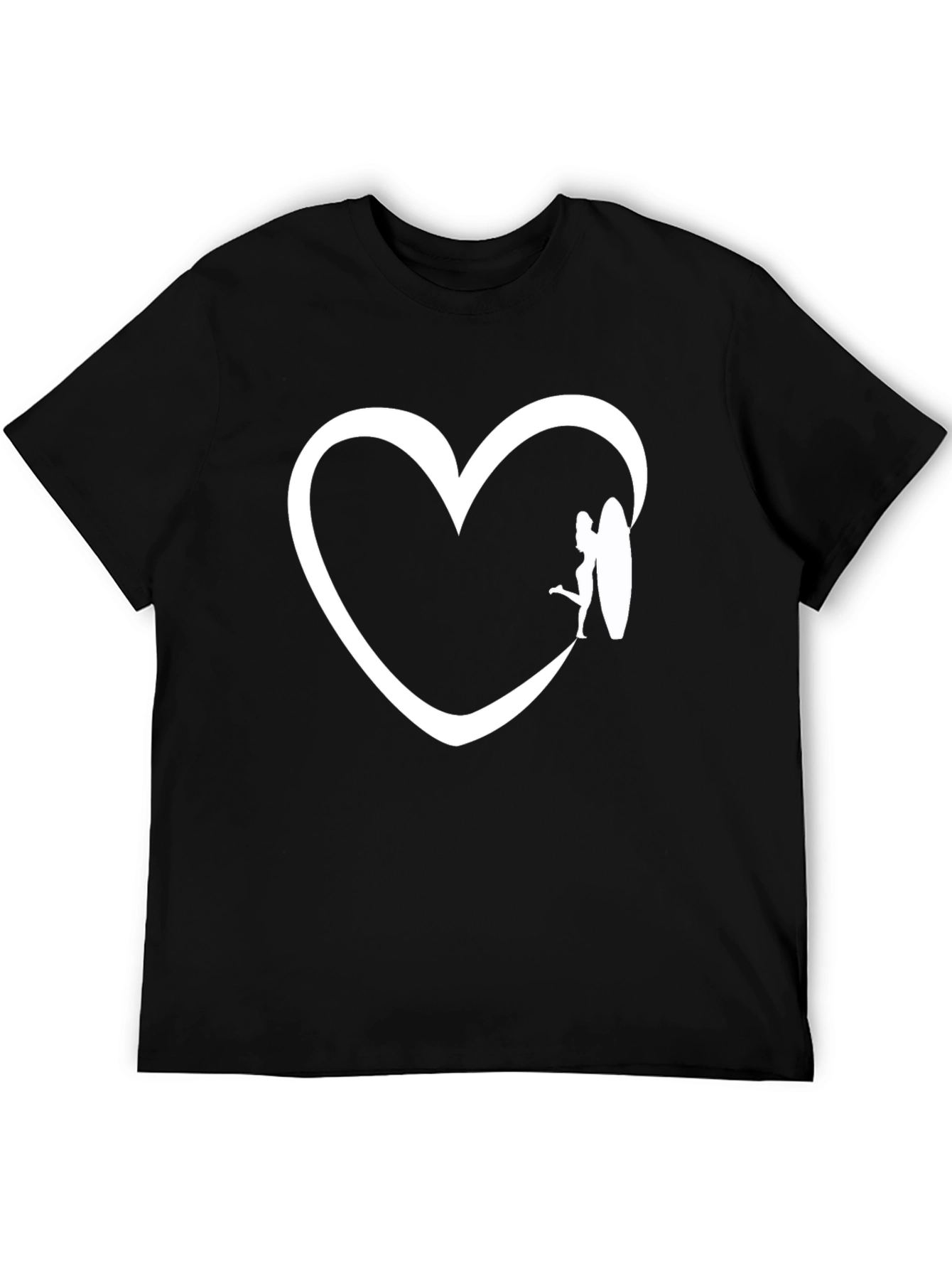 Surfer Girl Heart Graphic Tee - Black