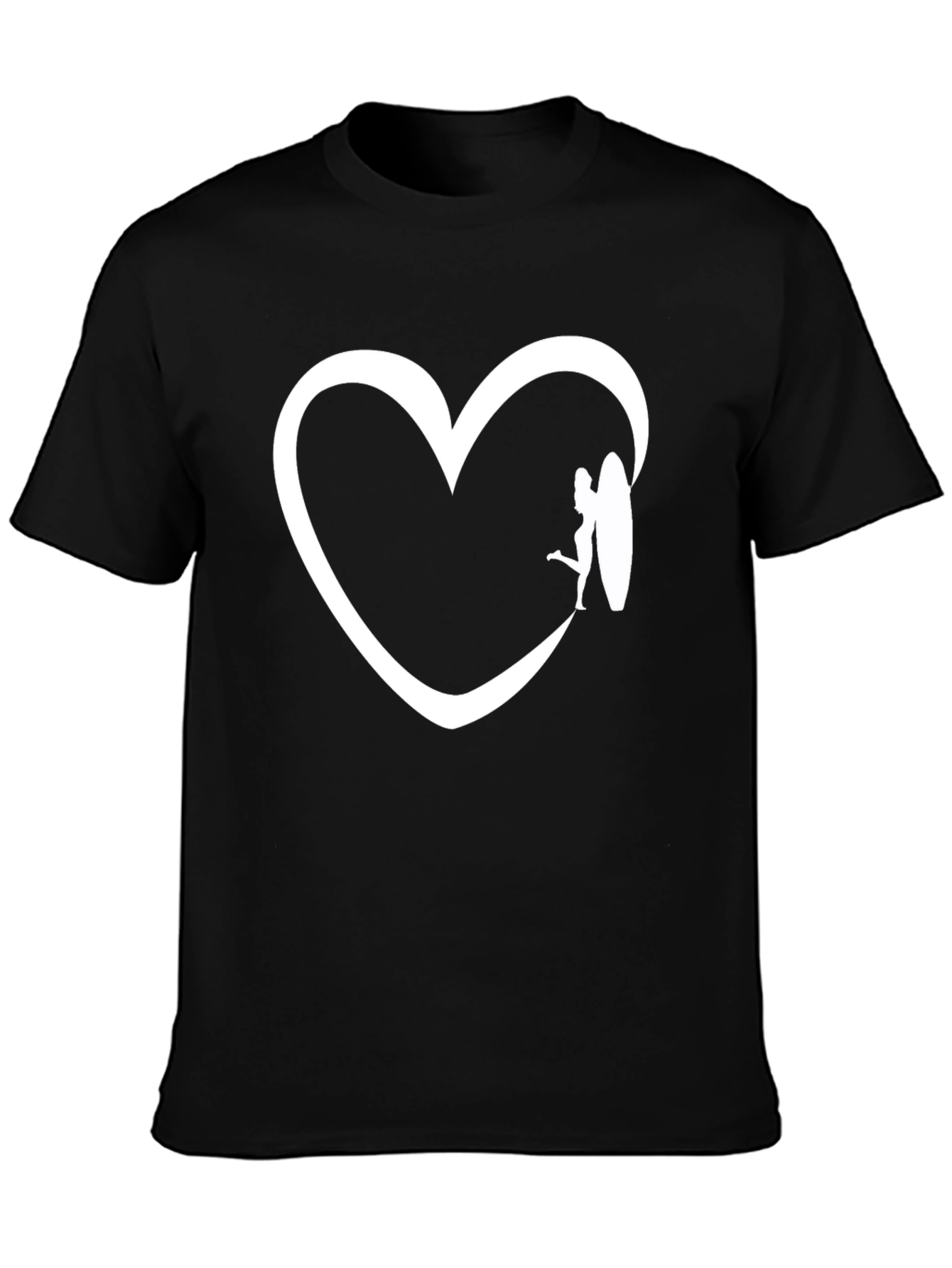 Surfer Girl Heart Graphic Tee - Black