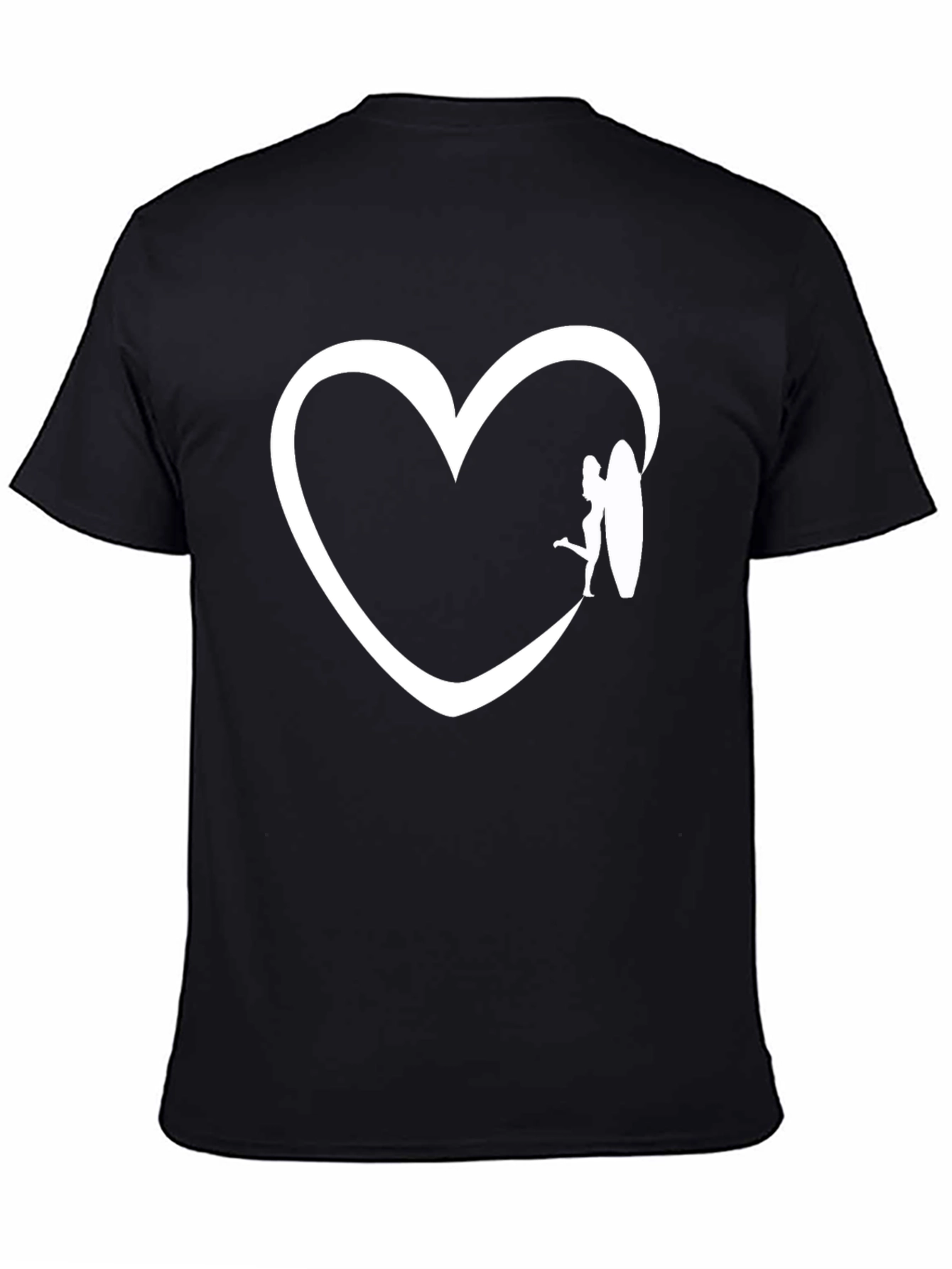 Surfer Girl Heart Graphic Tee - Black