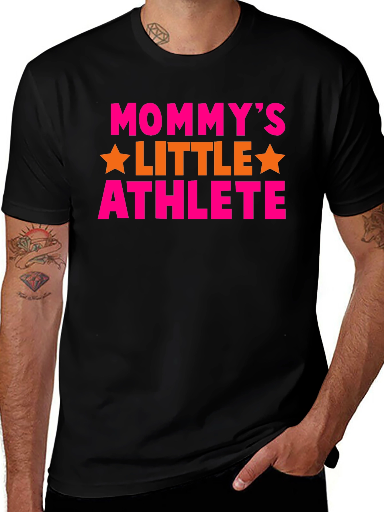 Mommys Little Athlete Black Graphic T-Shirt