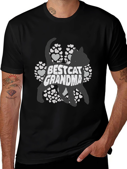 Best Cat Grandma T-Shirt - Black