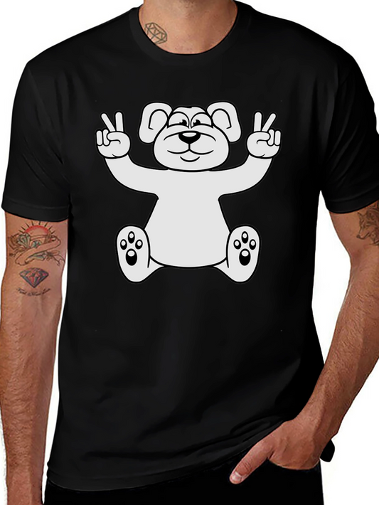 Peace Bear Graphic T-Shirt - Black