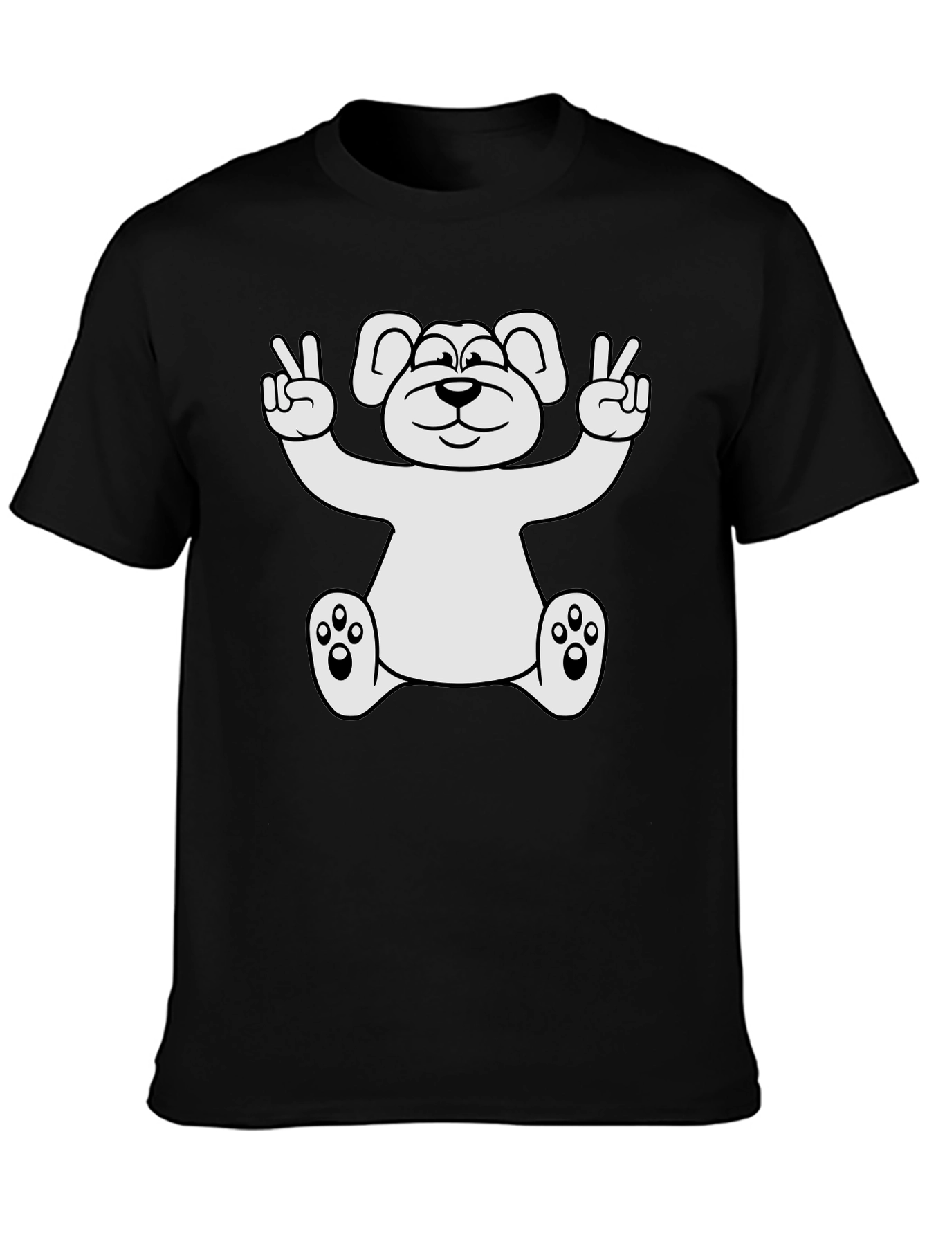 Peace Bear Graphic T-Shirt - Black