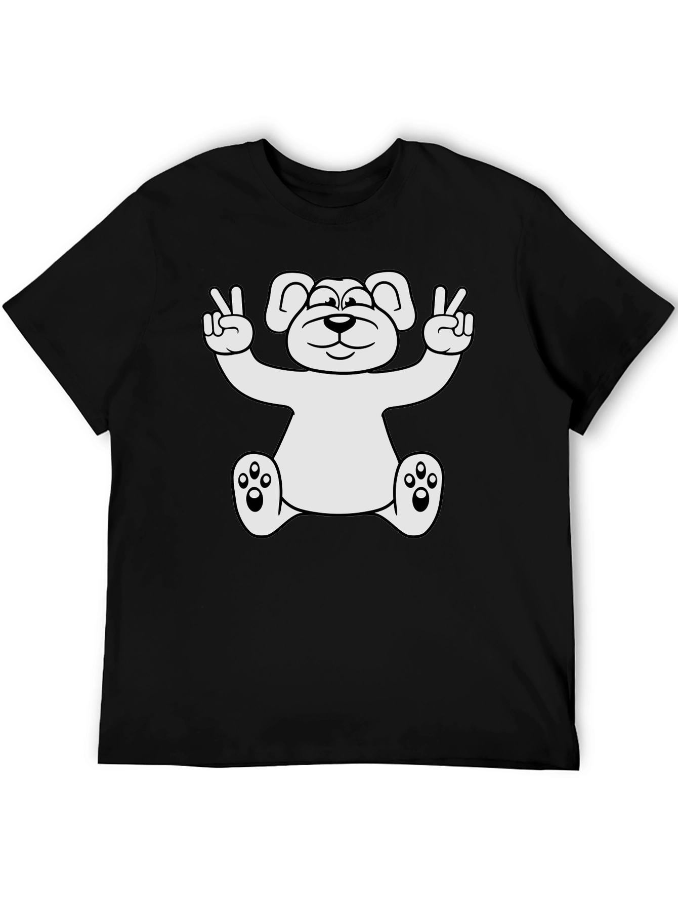 Peace Bear Graphic T-Shirt - Black