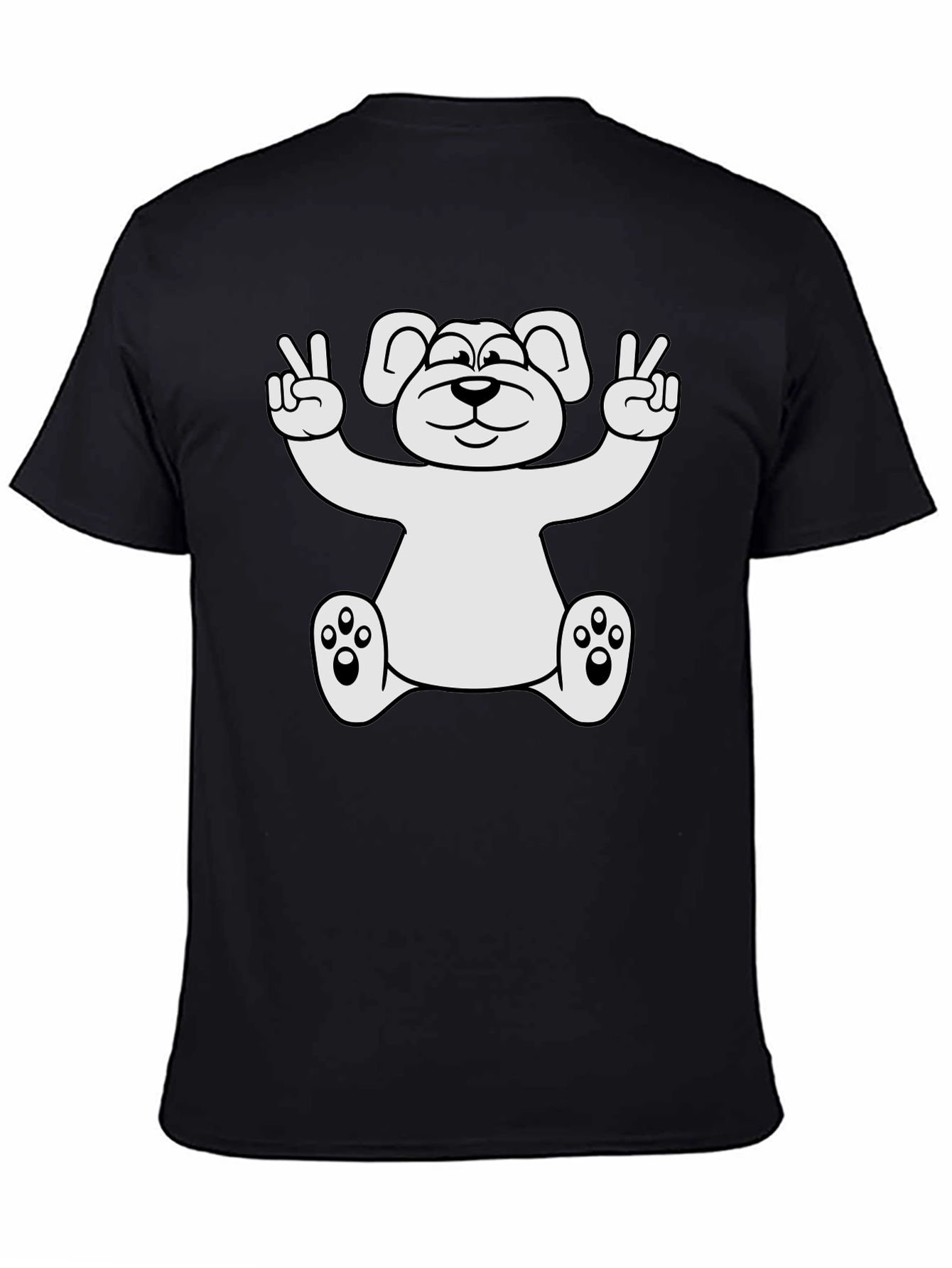 Peace Bear Graphic T-Shirt - Black
