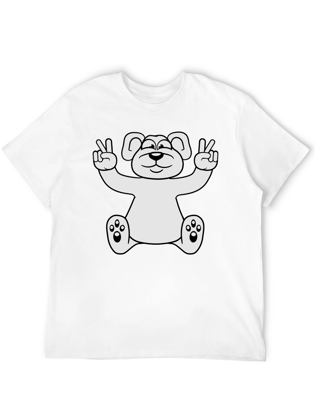 Peace Bear Graphic T-Shirt - Black
