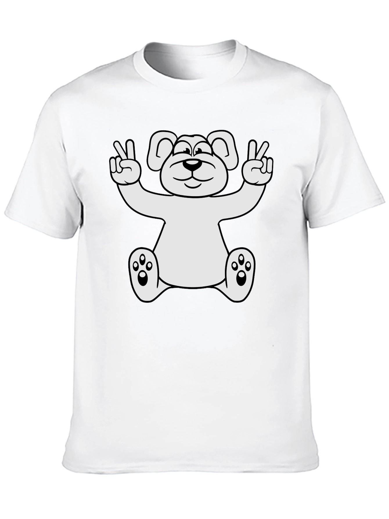 Peace Bear Graphic T-Shirt - Black