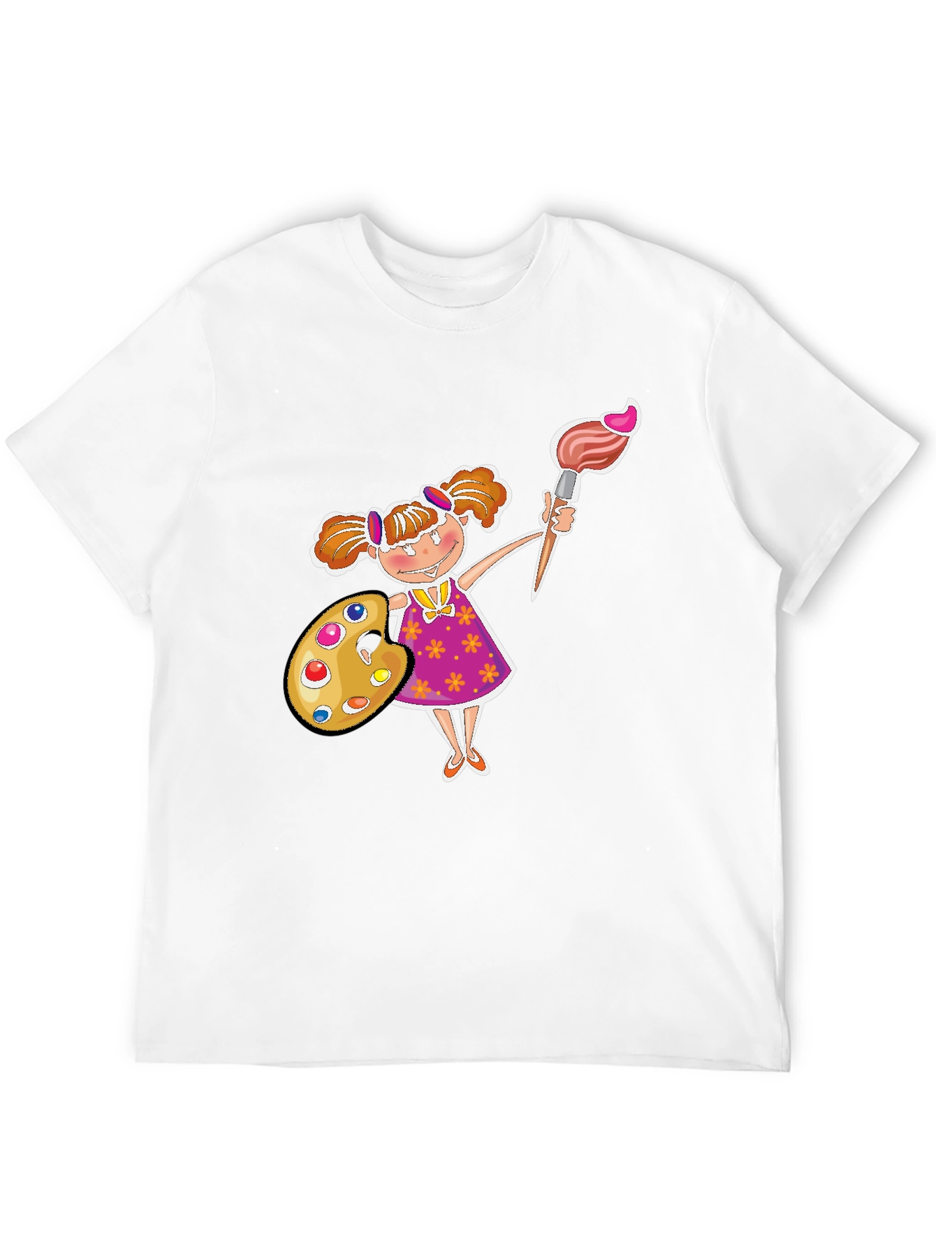 Painter Girl Graphic Tee - Black Cotton T-Shirt