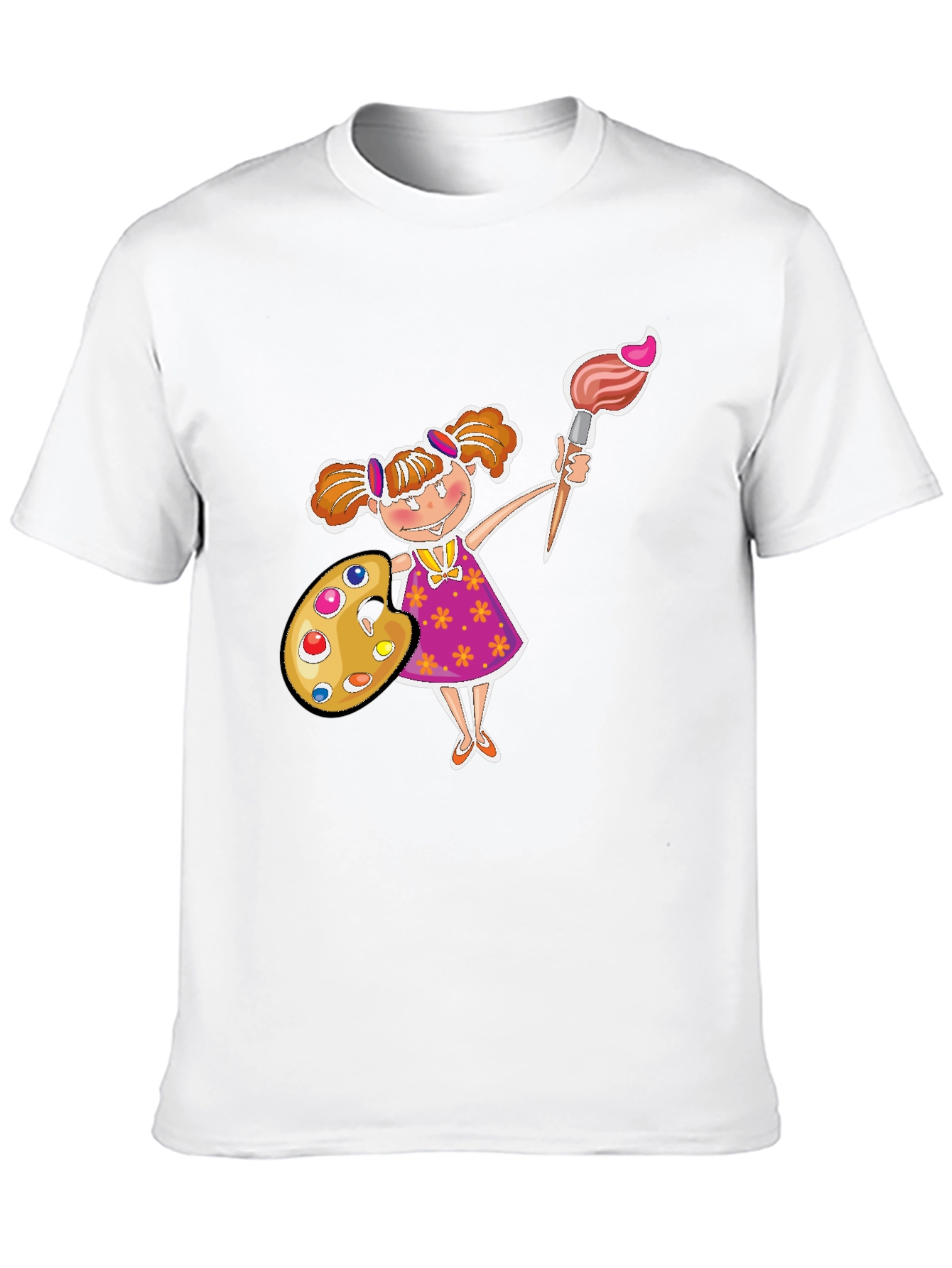 Painter Girl Graphic Tee - Black Cotton T-Shirt