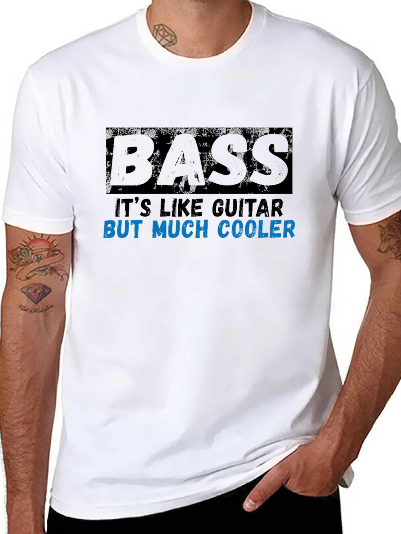 Bass Guitar Much Cooler Black Graphic T-Shirt