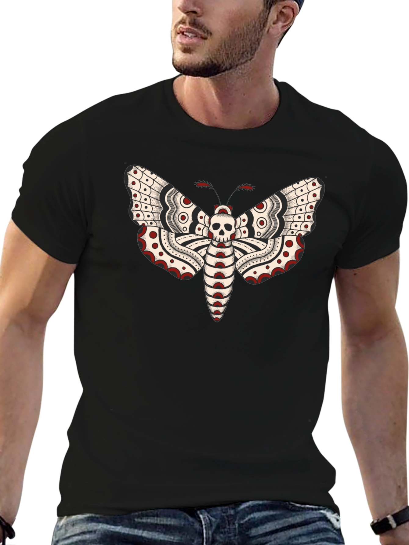 Moth Skull Graphic Tee - Black T-Shirt
