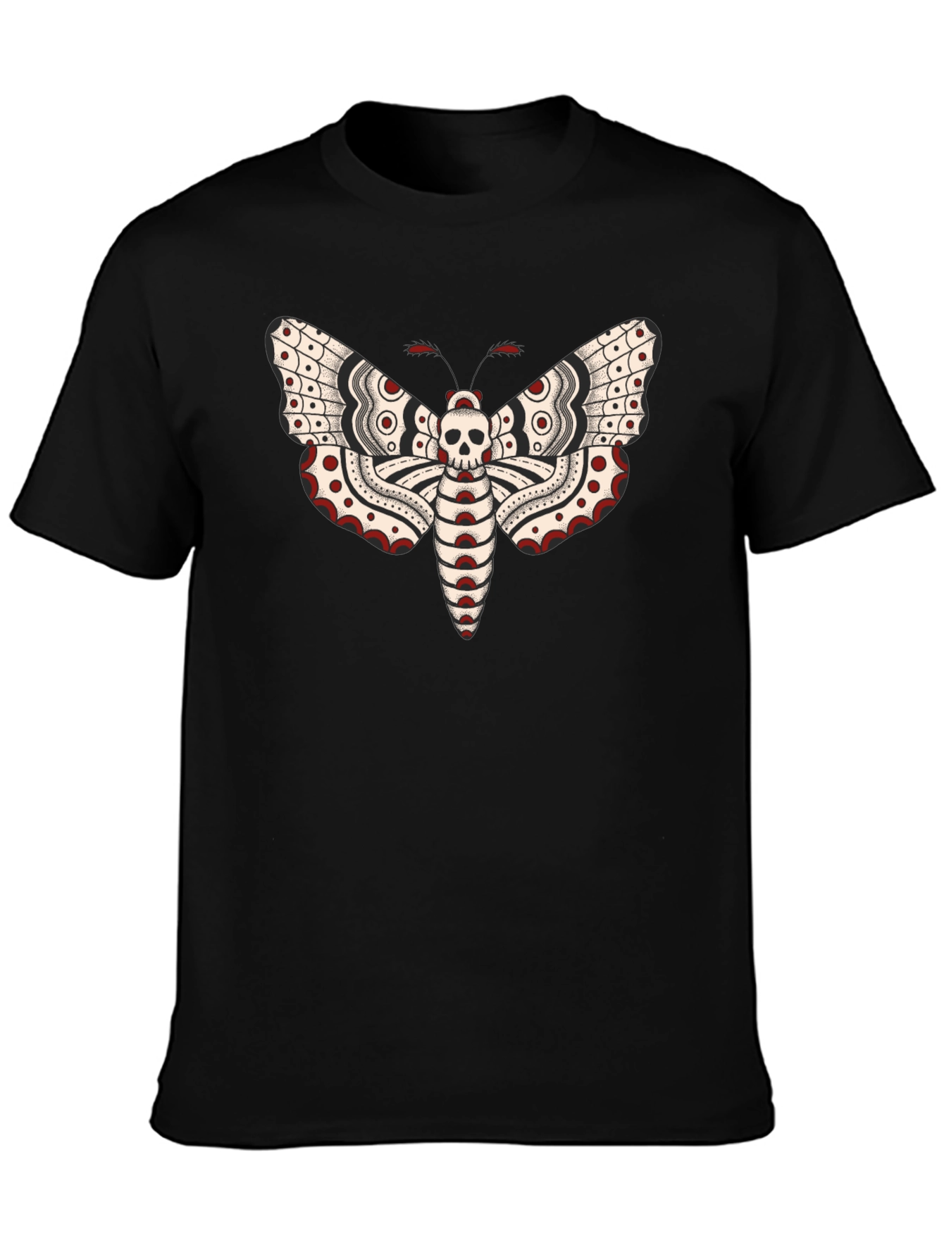 Moth Skull Graphic Tee - Black T-Shirt