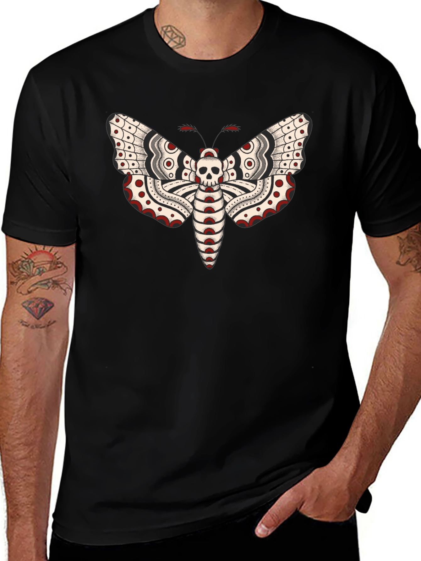 Moth Skull Graphic Tee - Black T-Shirt