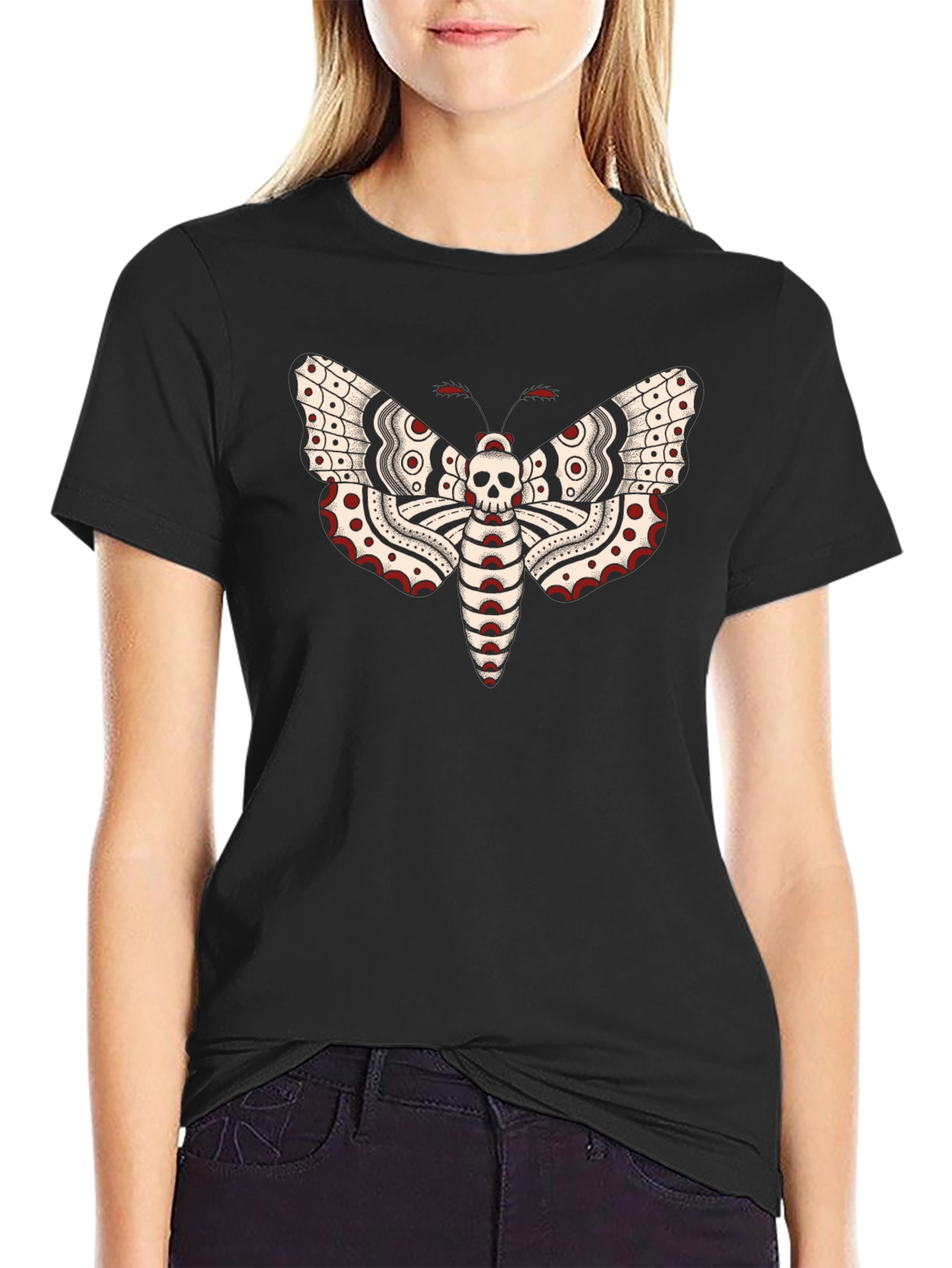 Moth Skull Graphic Tee - Black T-Shirt