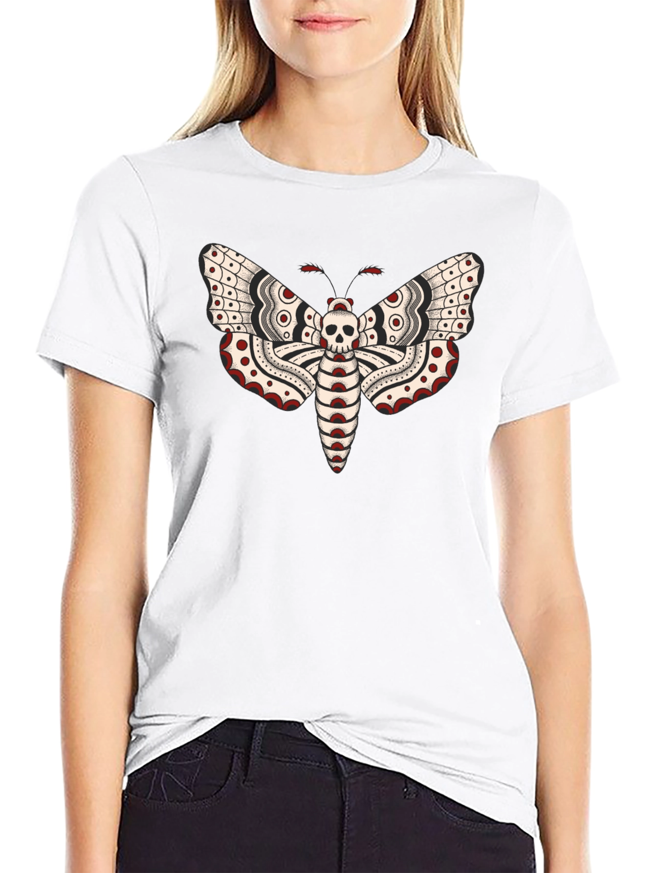 Moth Skull Graphic Tee - Black T-Shirt