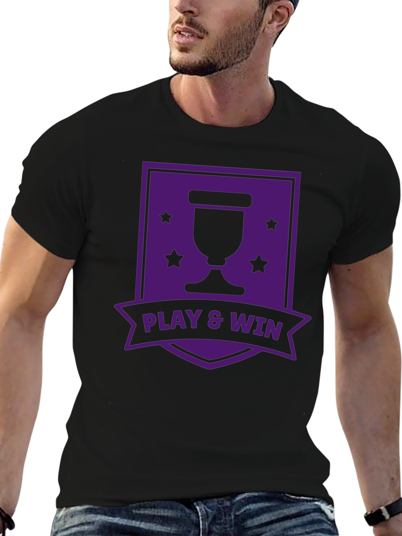 Play & Win Graphic T-Shirt - Black Casual Tee