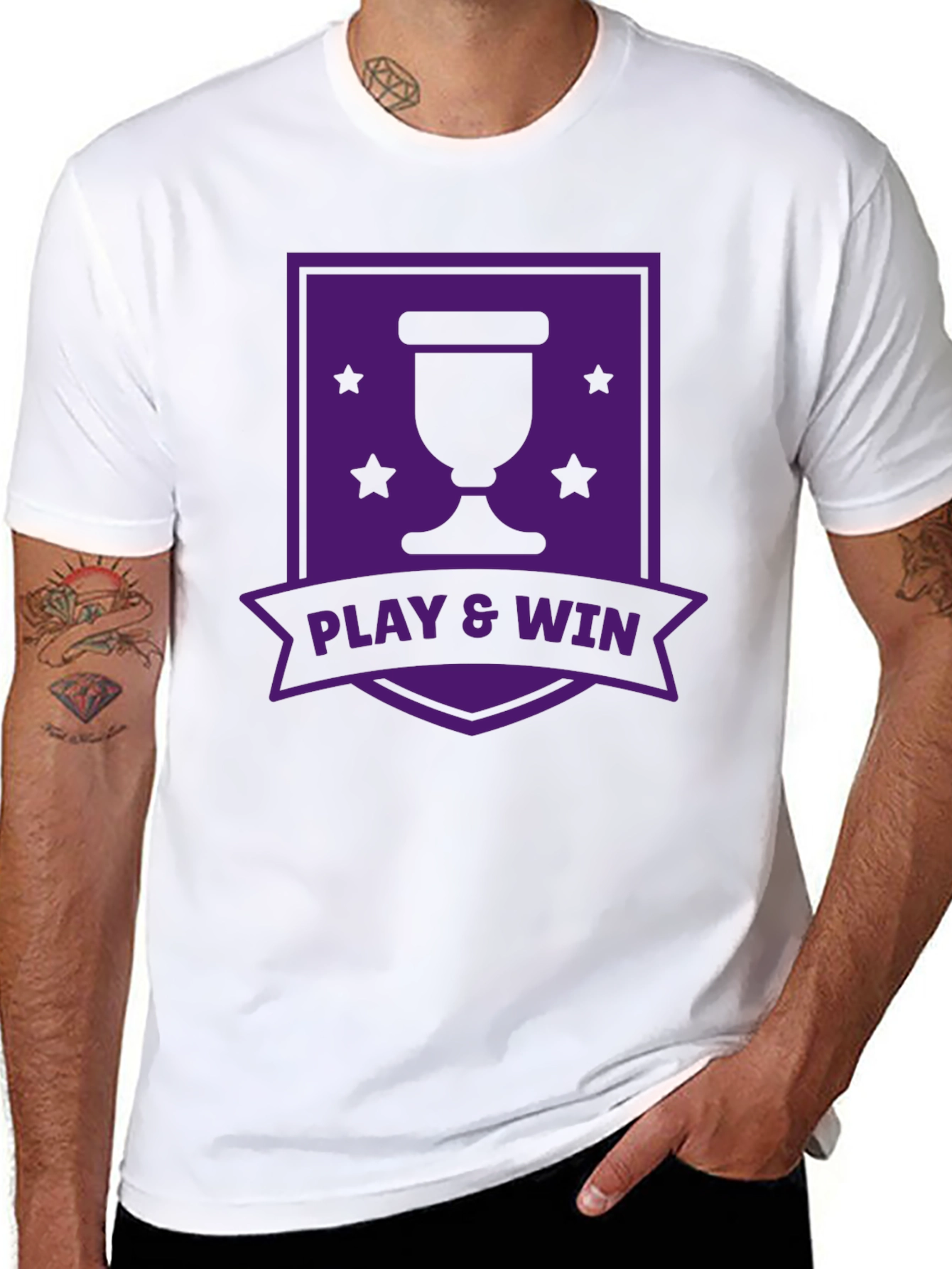 Play & Win Graphic T-Shirt - Black Casual Tee