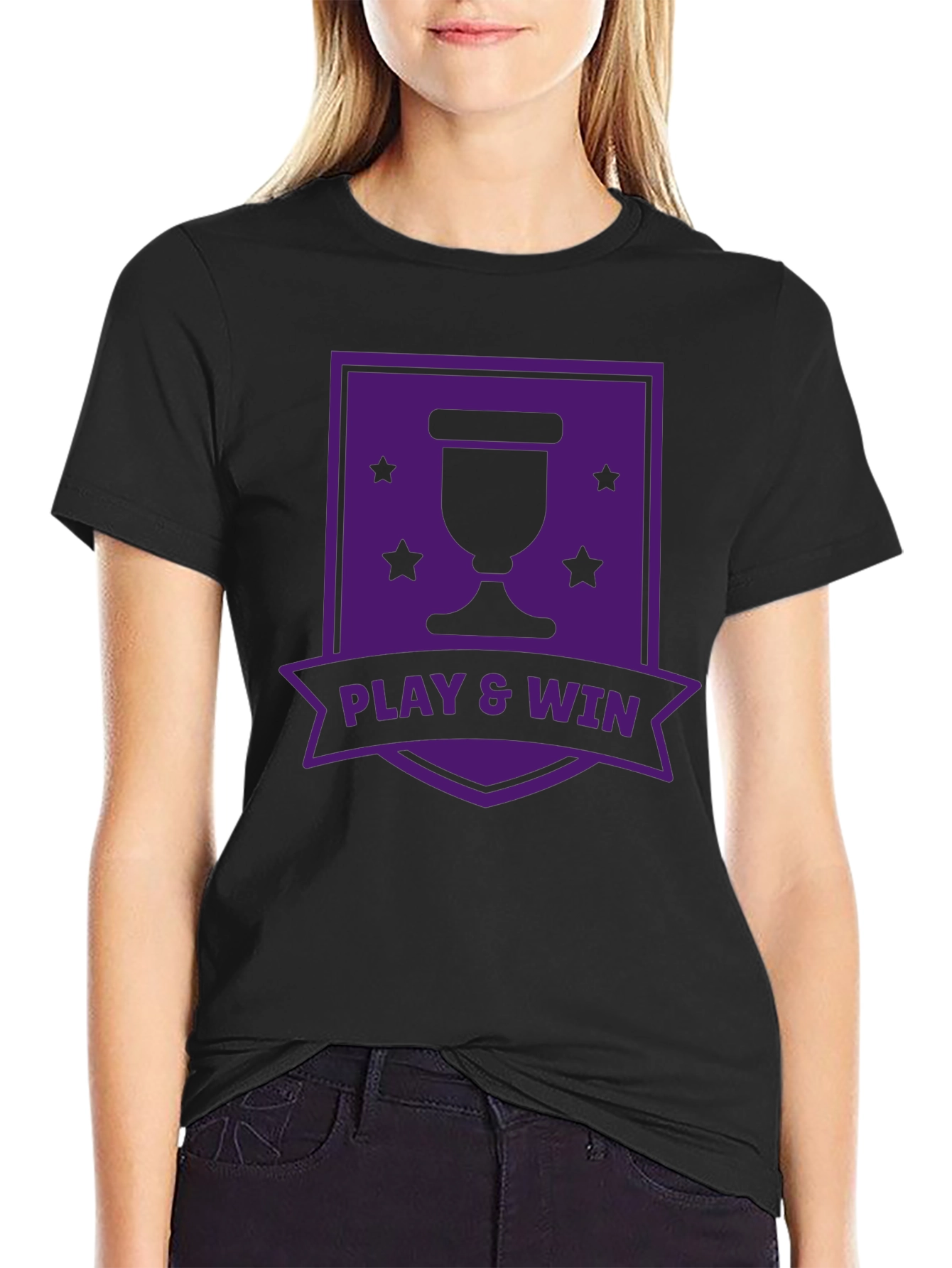Play & Win Graphic T-Shirt - Black Casual Tee