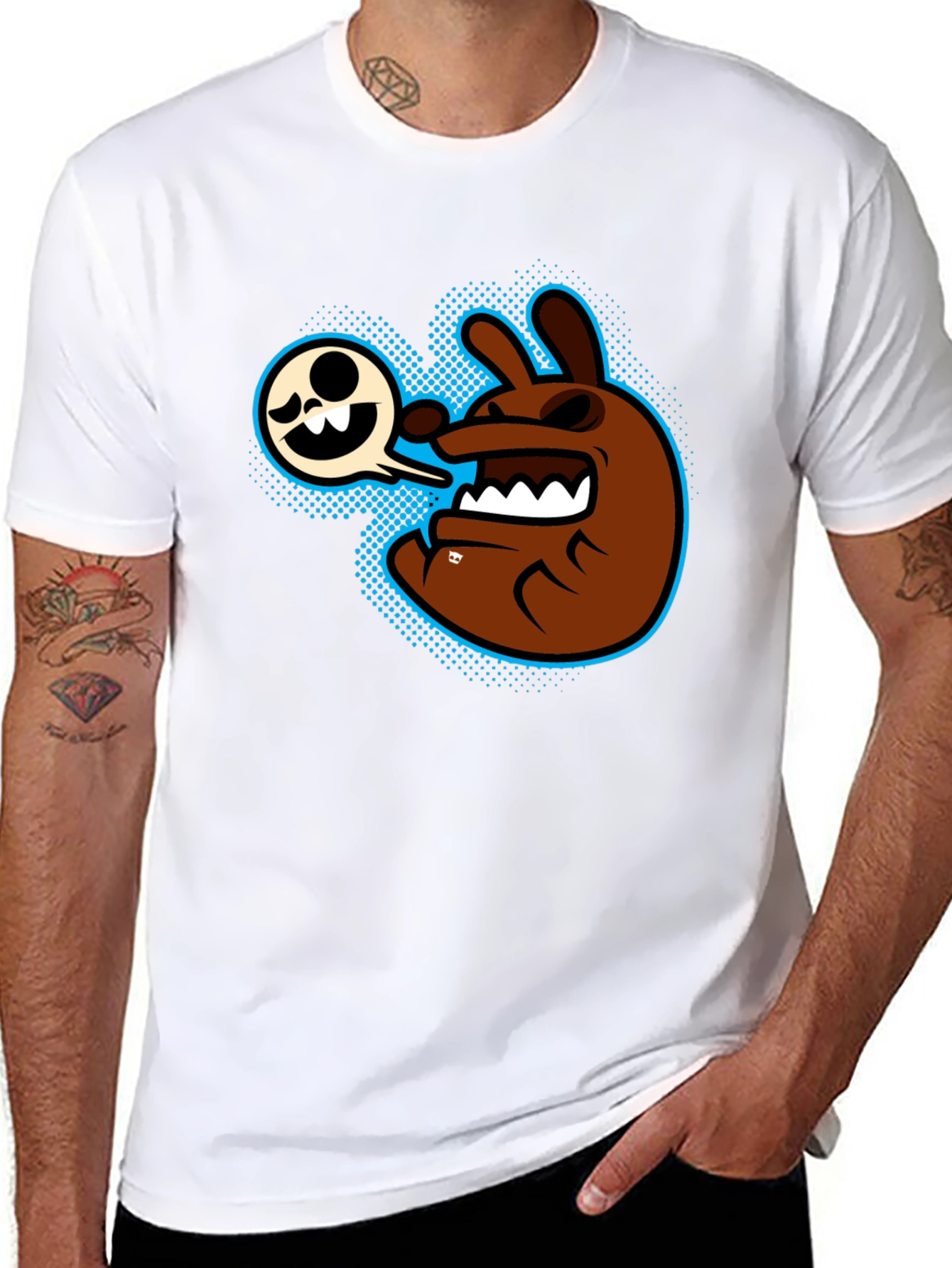 Cartoon Character Graphic T-Shirt - Mens Black Tee