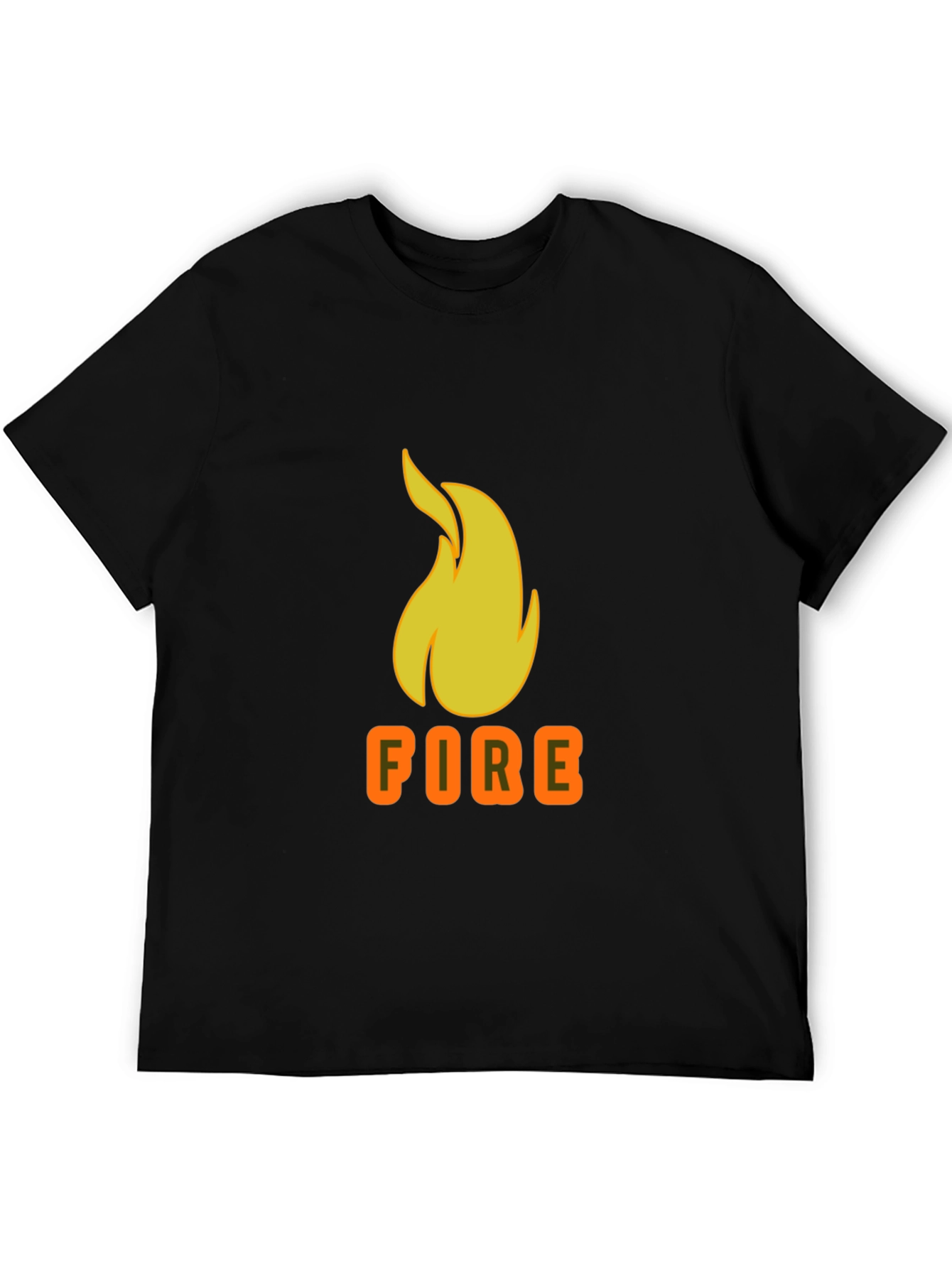 Flame Graphic Tee - Black Cotton T-Shirt