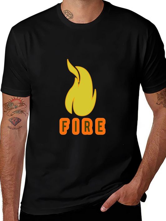 Flame Graphic Tee - Black Cotton T-Shirt