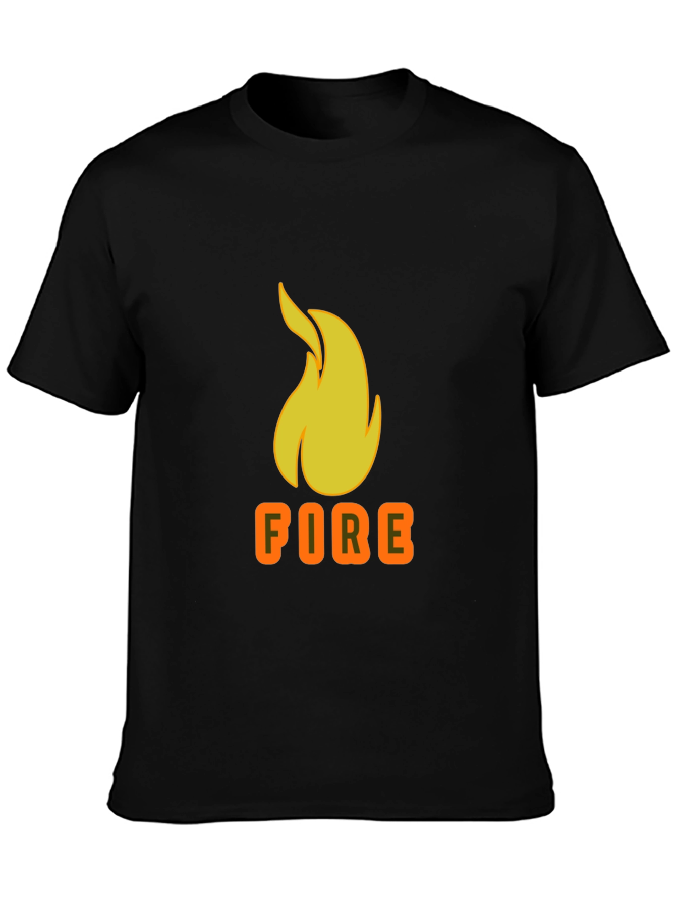 Flame Graphic Tee - Black Cotton T-Shirt