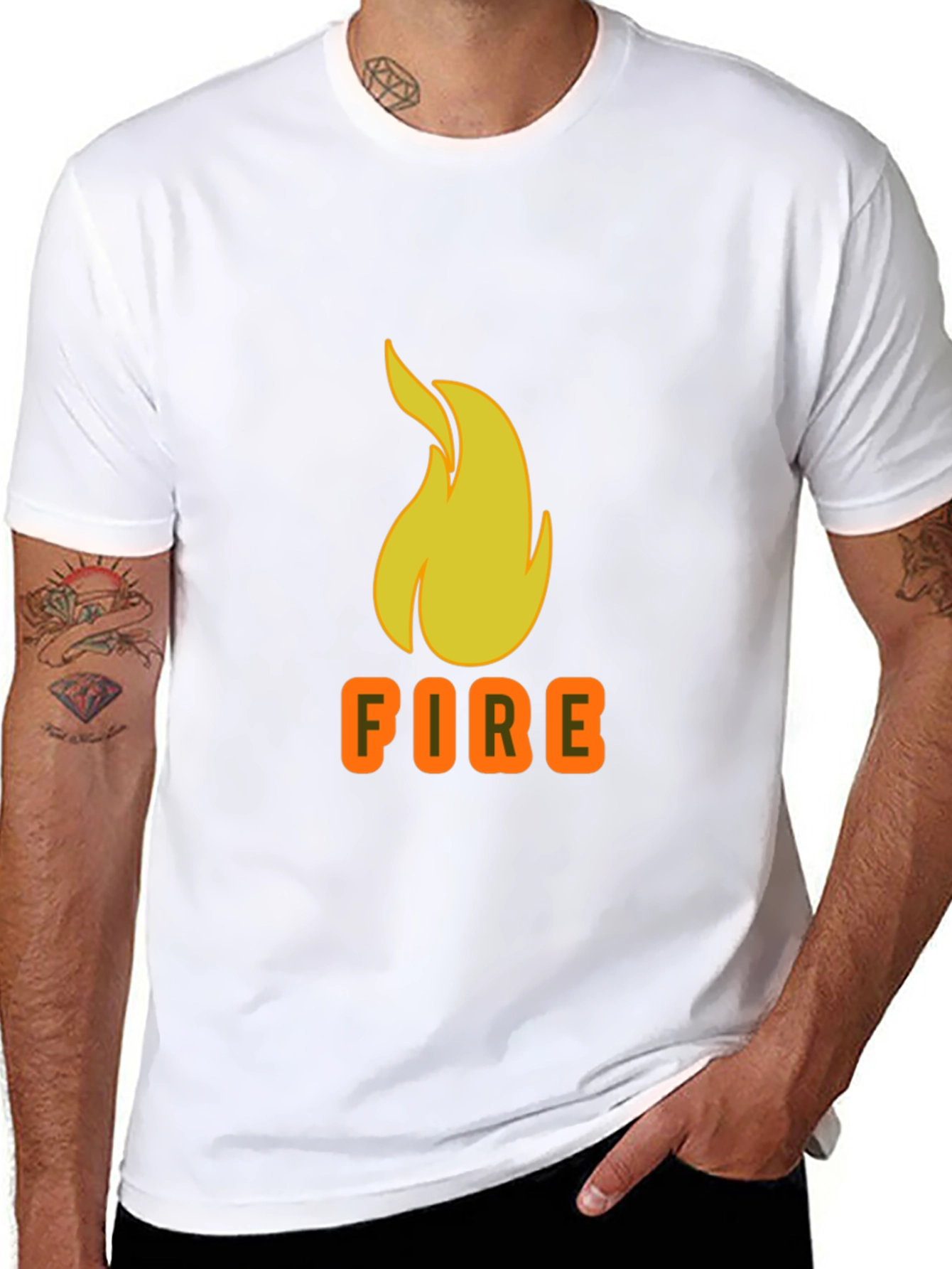 Flame Graphic Tee - Black Cotton T-Shirt
