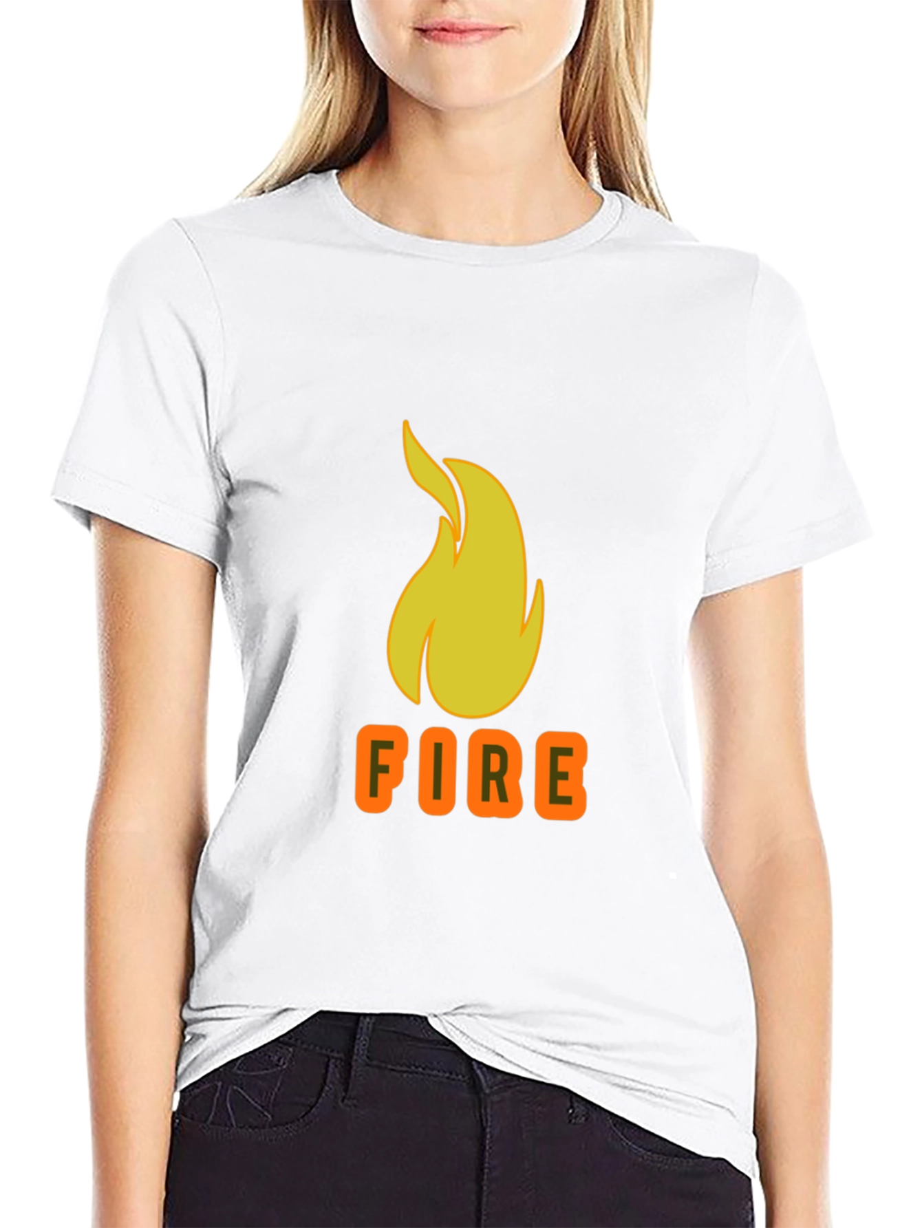 Flame Graphic Tee - Black Cotton T-Shirt