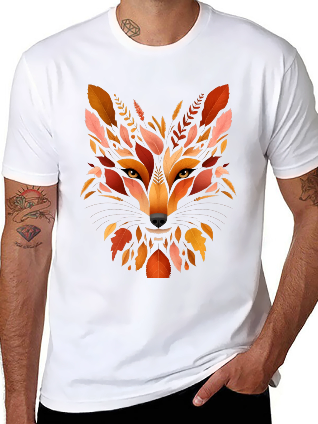 Autumn Fox Graphic Tee - Nature Inspired Mens T-Shirt