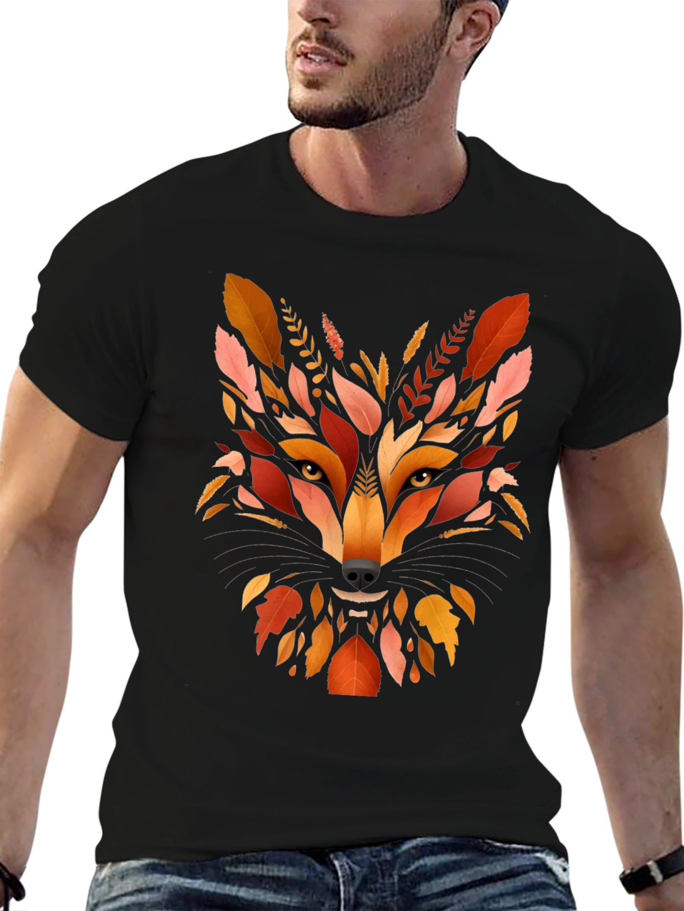 Autumn Fox Graphic Tee - Nature Inspired Mens T-Shirt