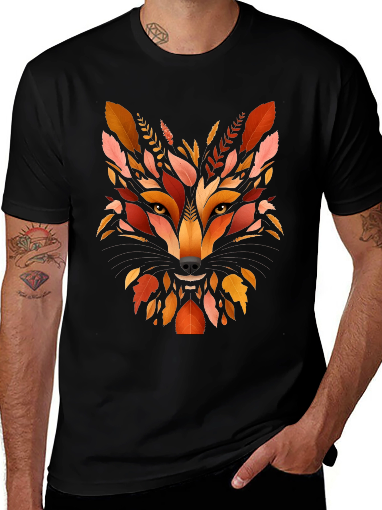 Autumn Fox Graphic Tee - Nature Inspired Mens T-Shirt
