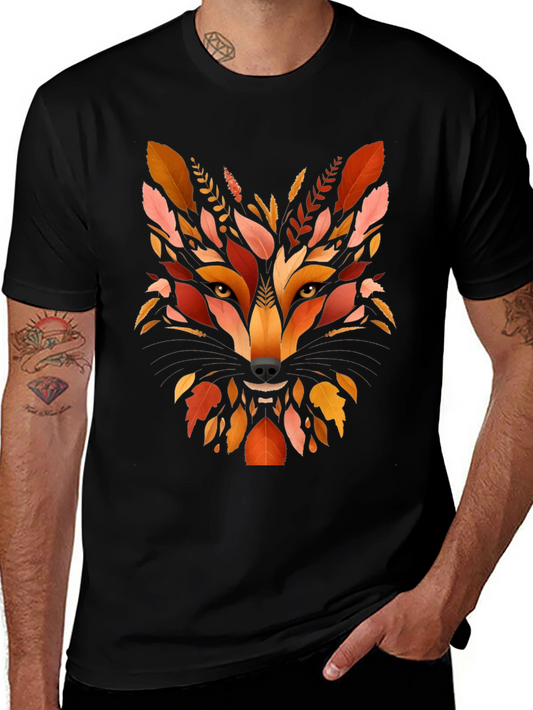 Autumn Fox Graphic Tee - Nature Inspired Mens T-Shirt