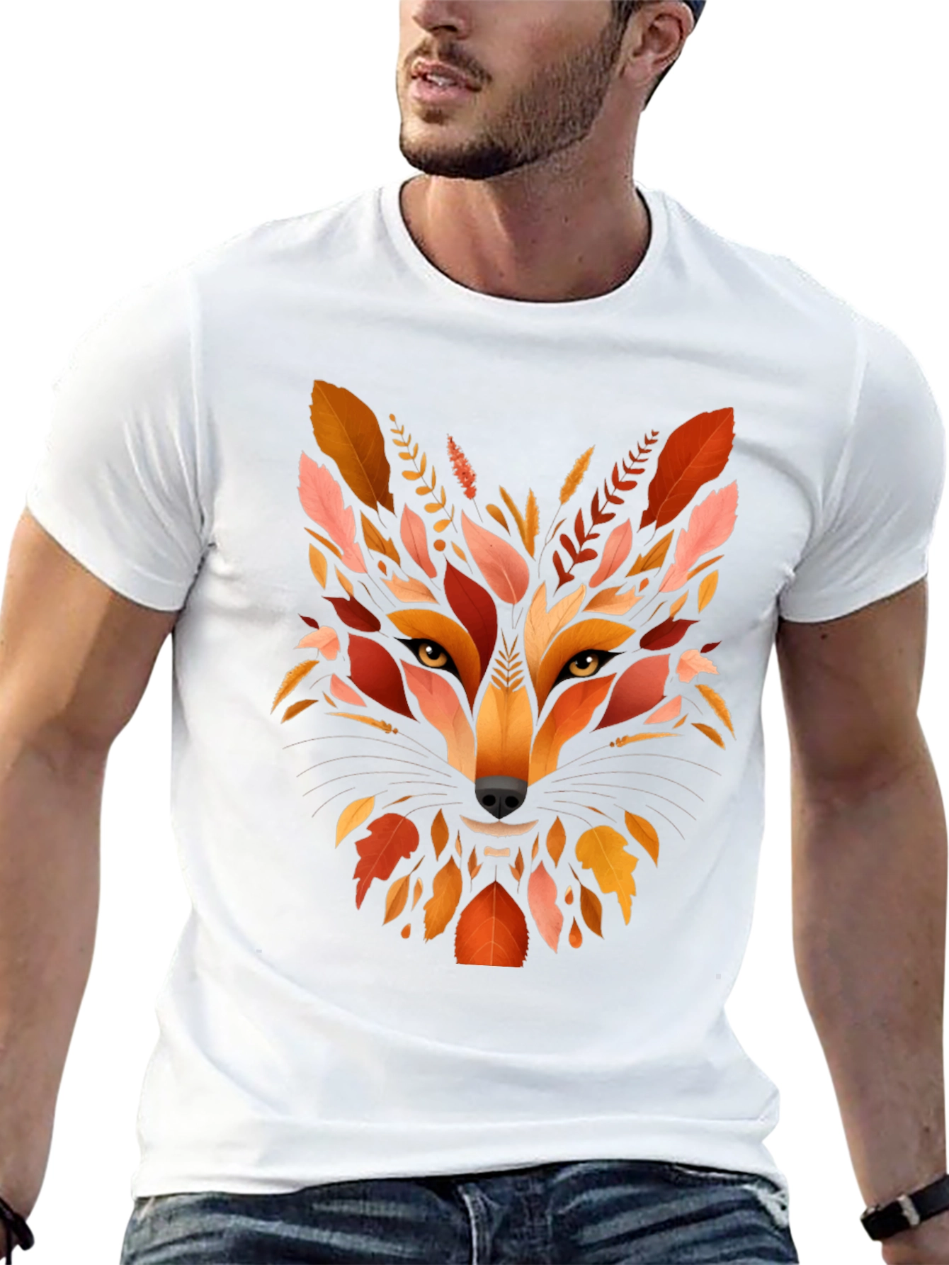 Autumn Fox Graphic Tee - Nature Inspired Mens T-Shirt