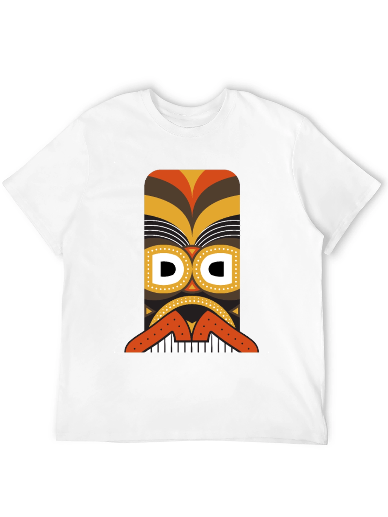 Tribal Tiki Mask Graphic Tee - Black