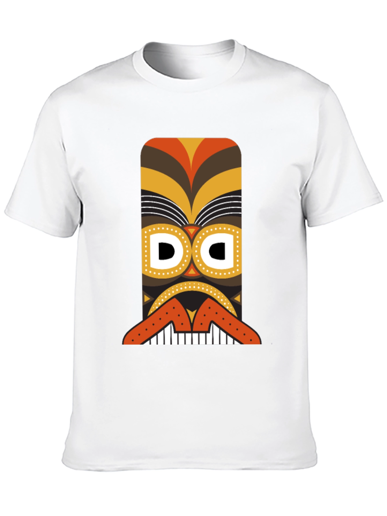Tribal Tiki Mask Graphic Tee - Black