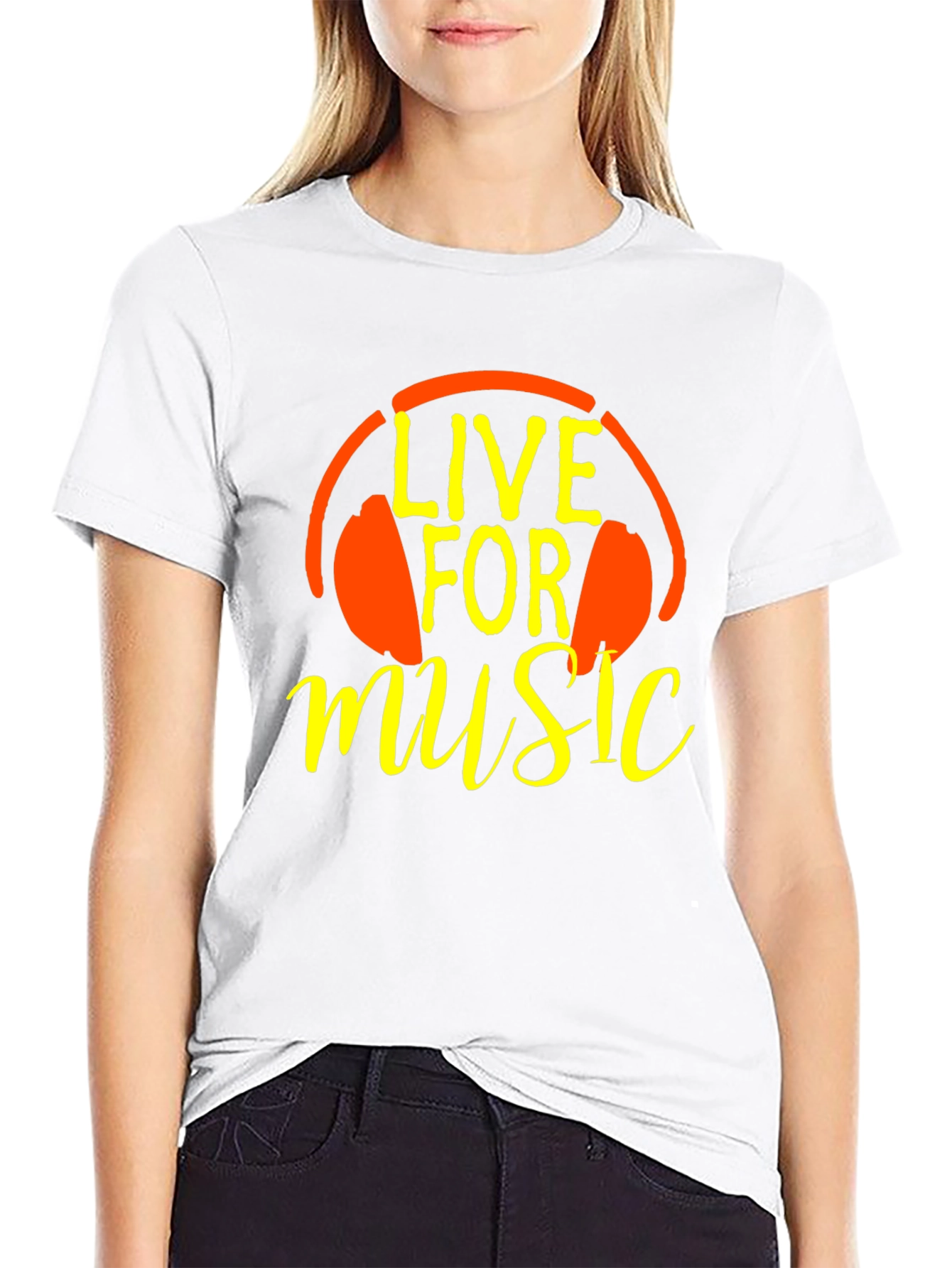 Live For Music T-Shirt - Headphones Graphic Tee