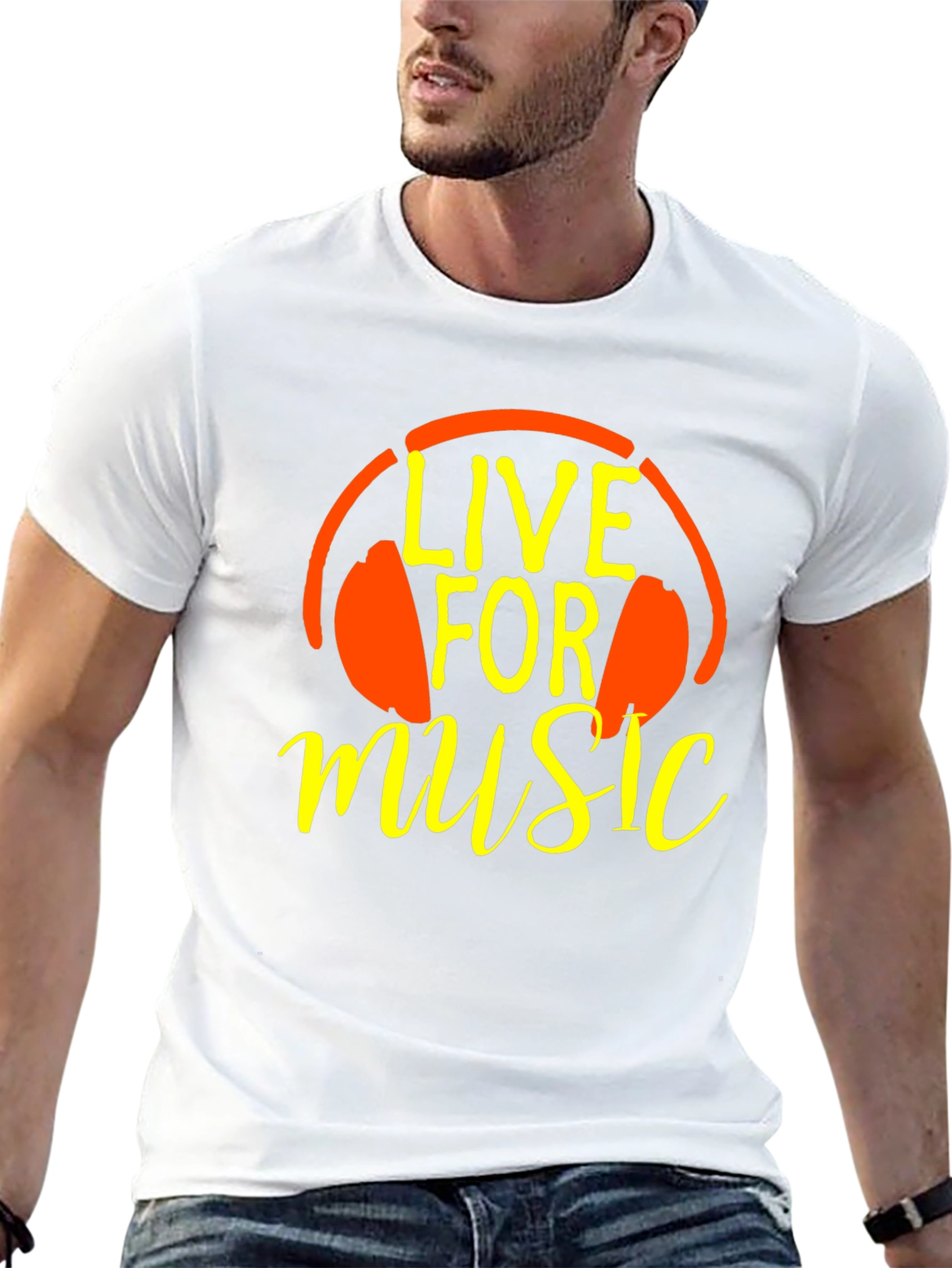 Live For Music T-Shirt - Headphones Graphic Tee