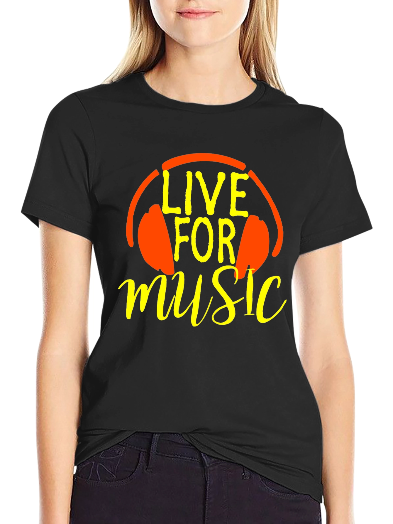 Live For Music T-Shirt - Headphones Graphic Tee