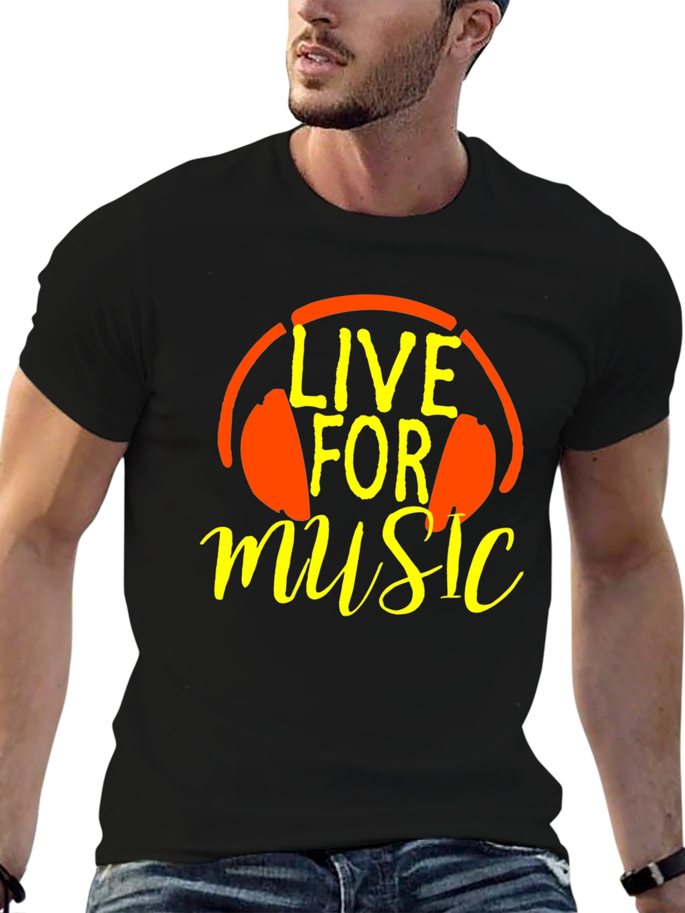 Live For Music T-Shirt - Headphones Graphic Tee